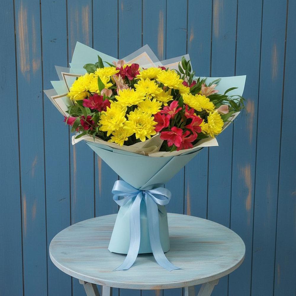 Букет цветов из: Альстромерии и Хризантемы в Арбаж