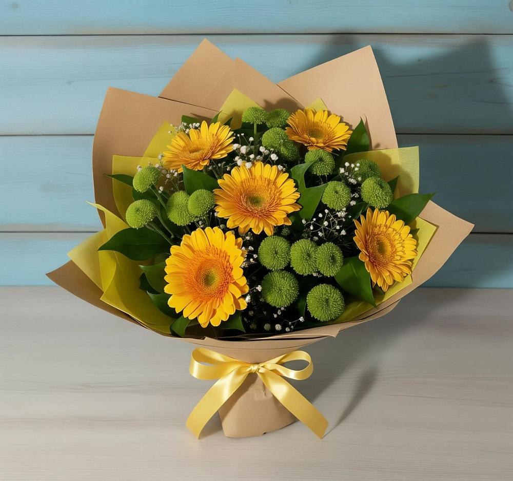 Букет цветов из: Герберы и Хризантемы в Арбаж
