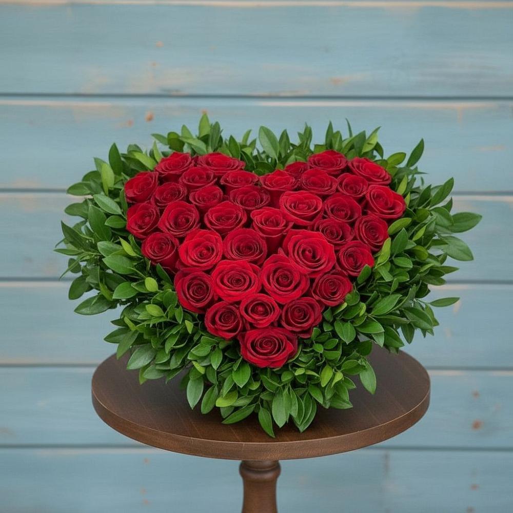 Цветочная композиция из Розы в виде сердца в Арбаж