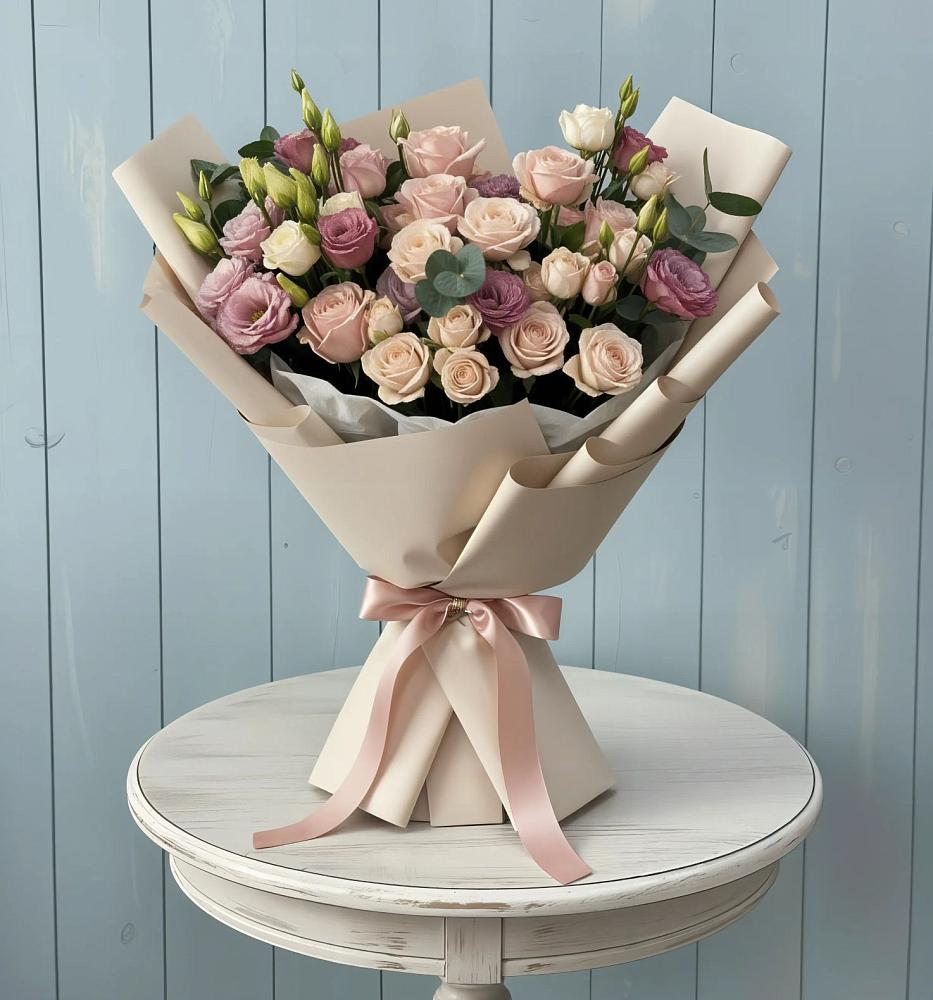 Букет цветов из: Розы и Лизиантусы в Арбаж