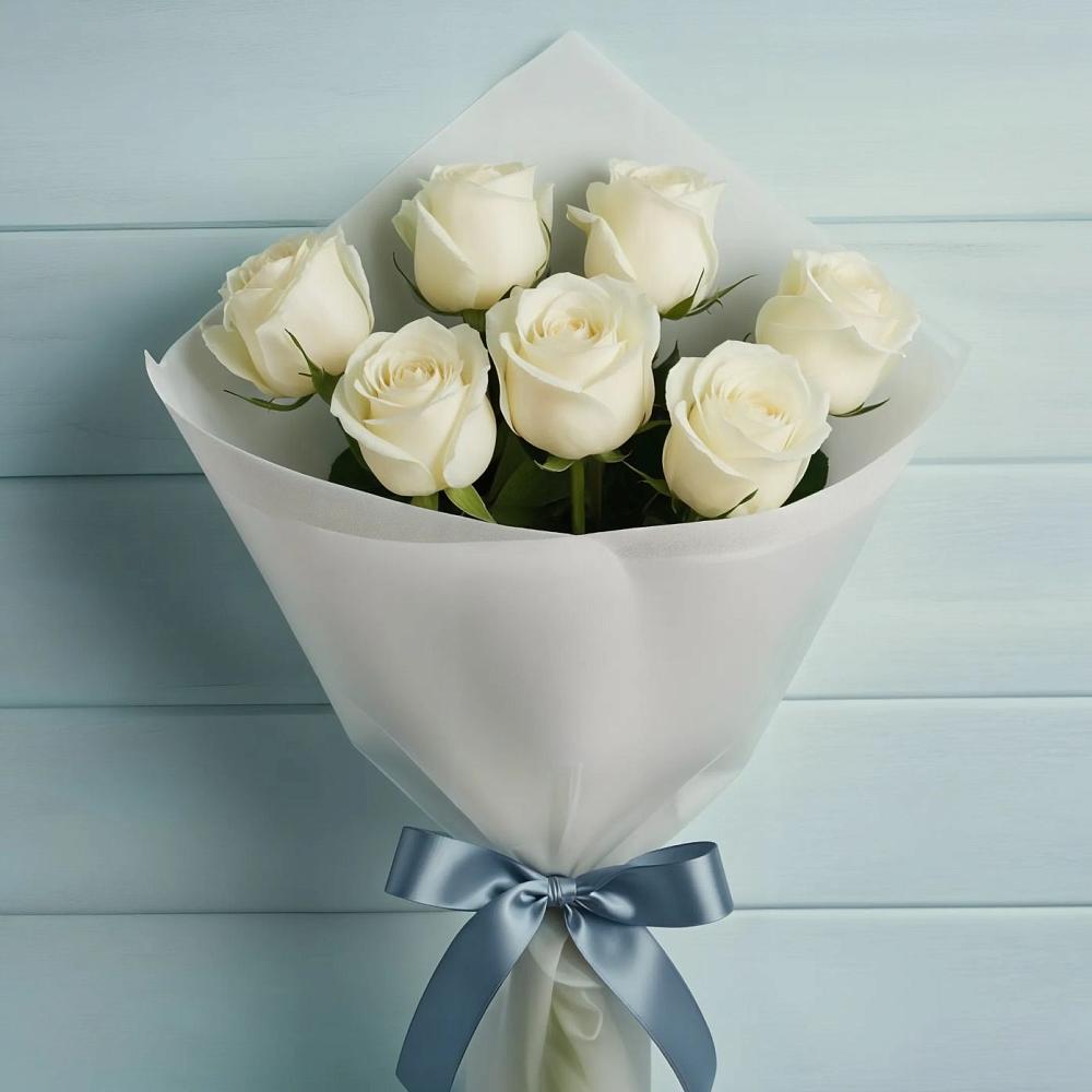 Букет 7 Белых роз Эдлесс Лав в Арбаж