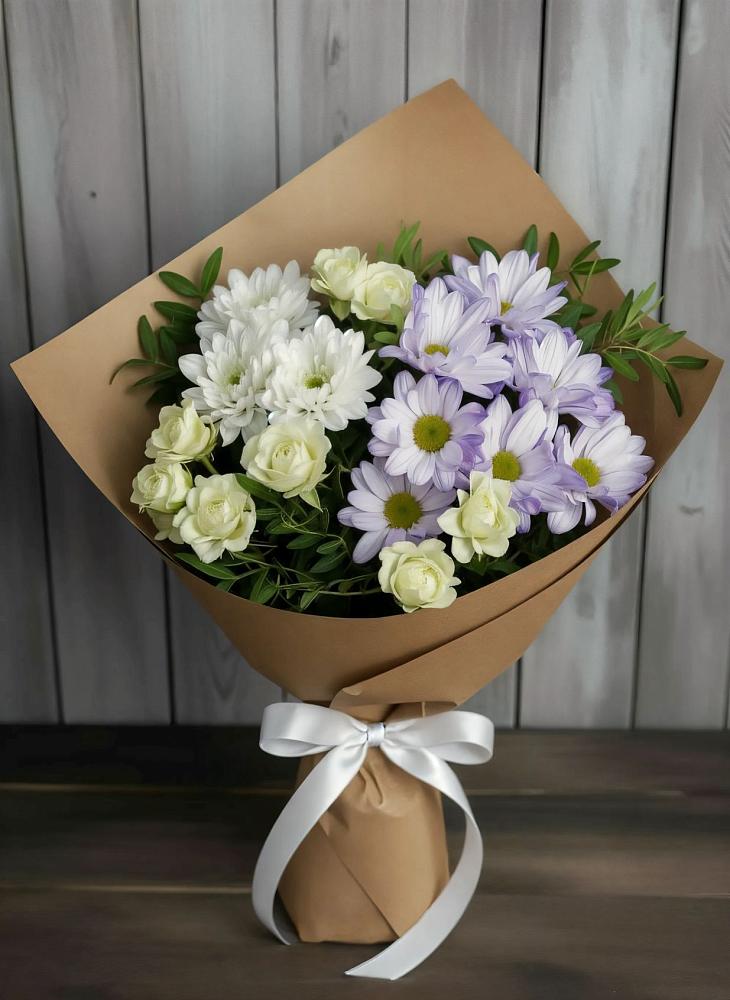 Букет цветов из: Хризантемы и Розы в Арбаж